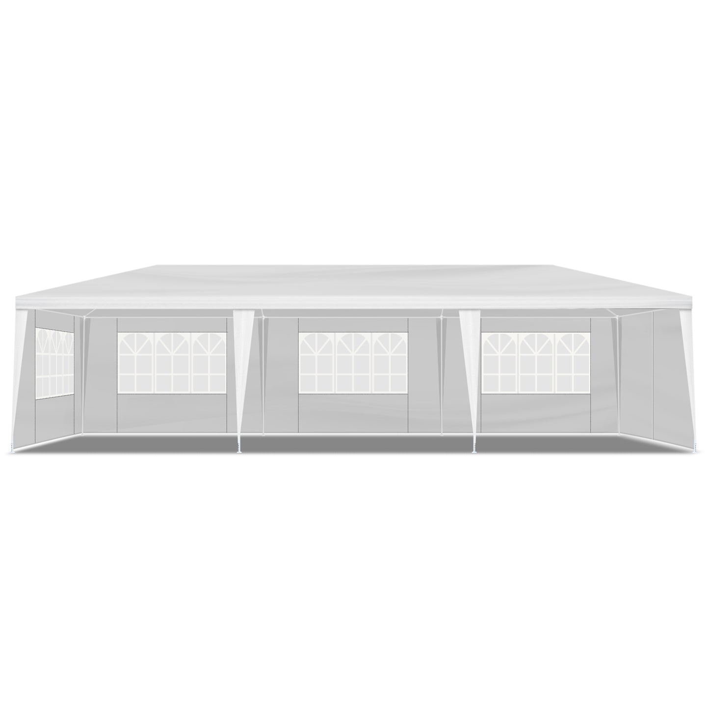 10'x30' Outdoor Party Tent with 8 Removable Sidewalls, Waterproof Canopy Patio Wedding Gazebo, White