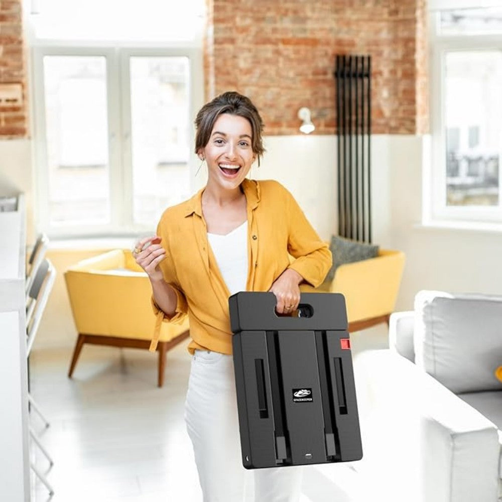 SPACEKEEPER Heavy-Duty Folding Hand Trolley - 227KG Capacity with 6 Wheels & Elastic Ropes