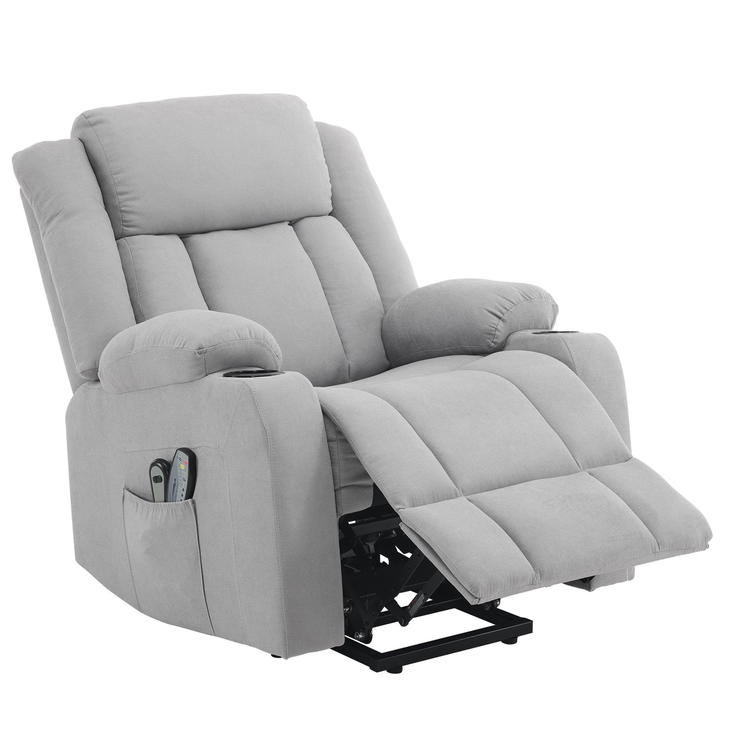 Grey Fabric Electric Elderly Chair with 8-Point Massage & Heating - Supports Up to 120kg - Perfect Indoor Relaxation Solution