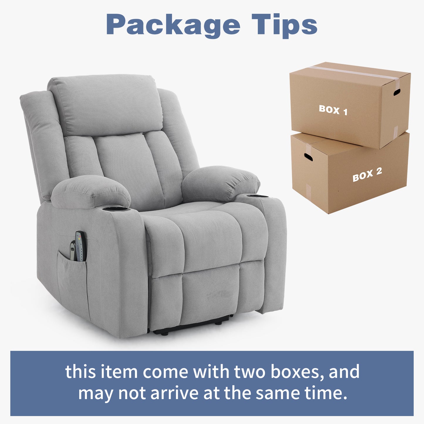 Grey Fabric Electric Elderly Chair with 8-Point Massage & Heating - Supports Up to 120kg - Perfect Indoor Relaxation Solution